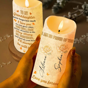 Proud Of You, Roses And Butterflies - Personalized Custom LED Candle - GDT409_LECA