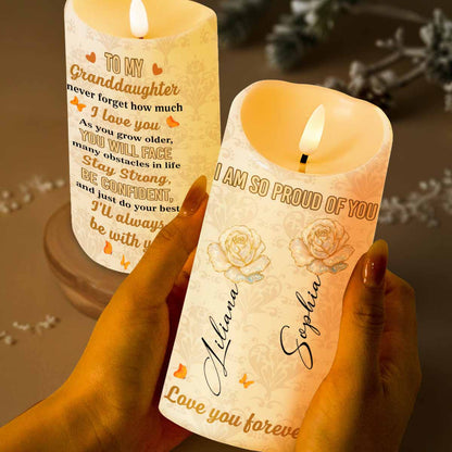 Proud Of You, Roses And Butterflies - Personalized Custom LED Candle - GDT409_LECA