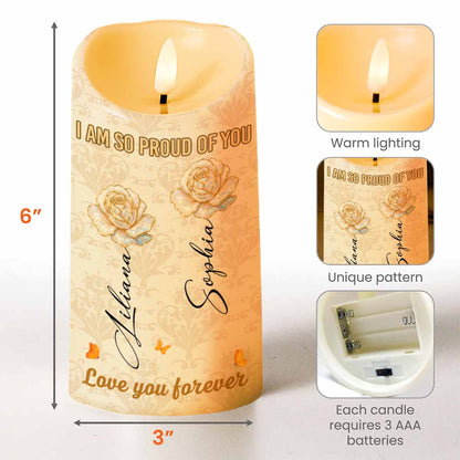 Proud Of You, Roses And Butterflies - Personalized Custom LED Candle - GDT409_LECA