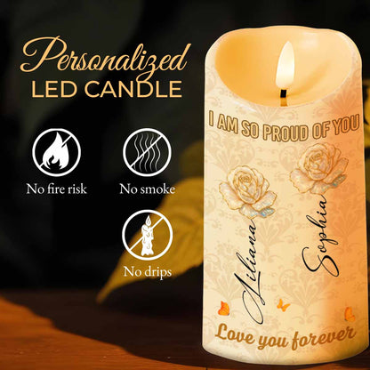 Proud Of You, Roses And Butterflies - Personalized Custom LED Candle - GDT409_LECA