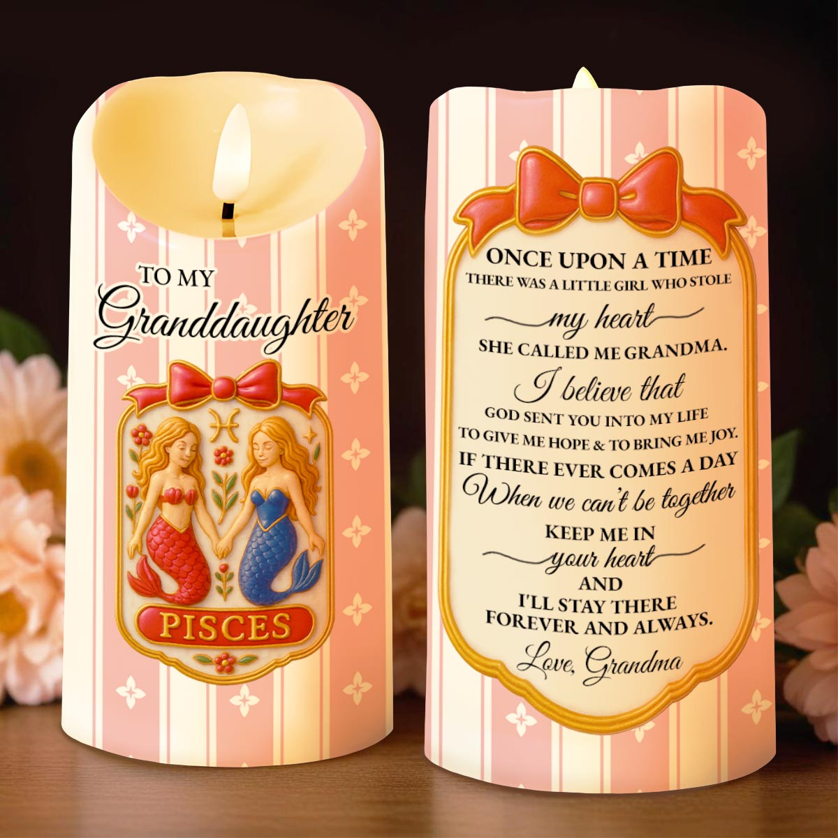 To My Granddaughter Little Girl And Zodiac Sign Keepsake - Personalized Custom LED Candle - GDT410_LECA