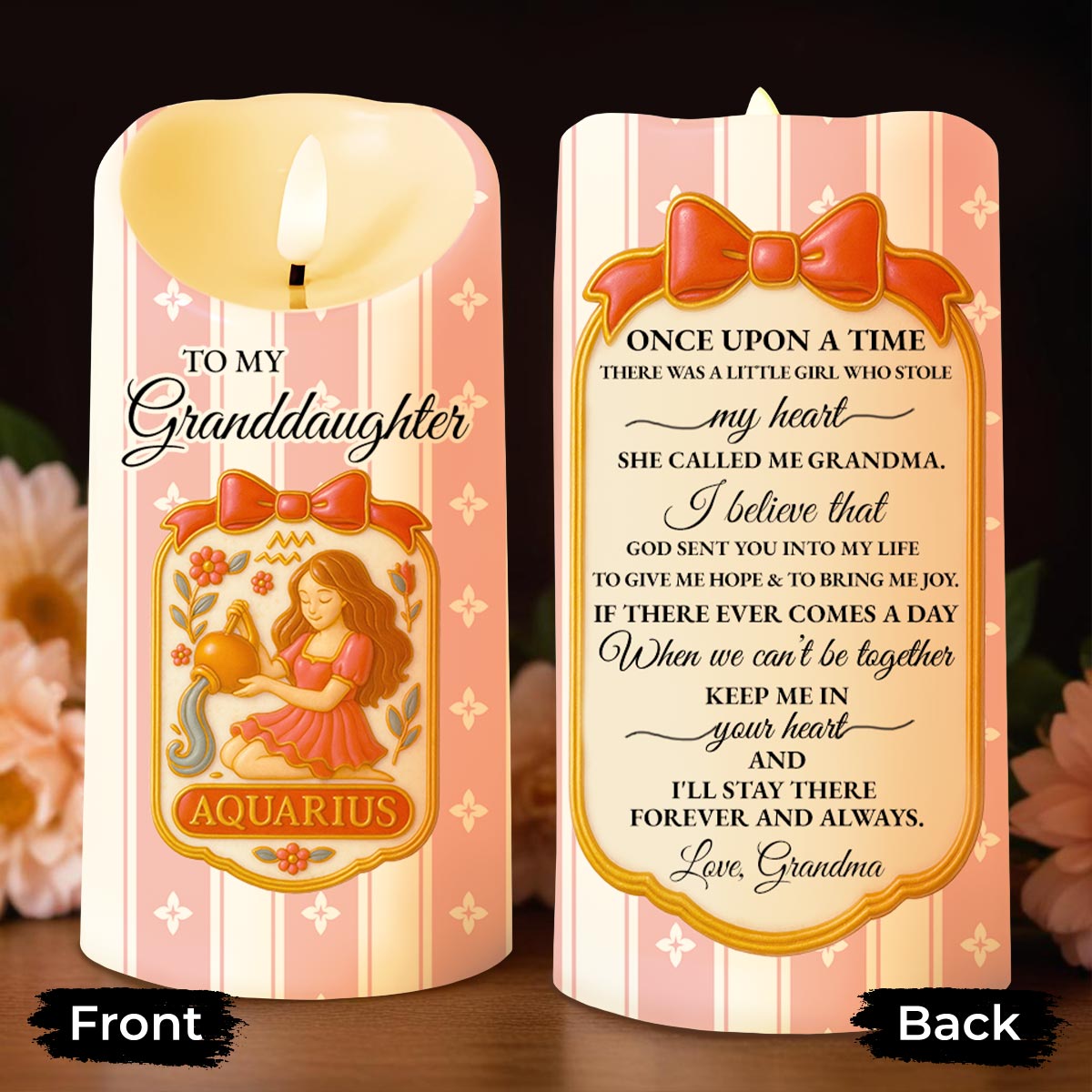 To My Granddaughter Little Girl And Zodiac Sign Keepsake - Personalized Custom LED Candle - GDT410_LECA
