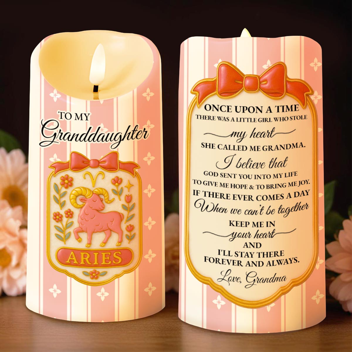 To My Granddaughter Little Girl And Zodiac Sign Keepsake - Personalized Custom LED Candle - GDT410_LECA