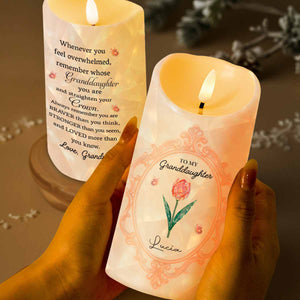 Straighten Your Crown, Granddaughter Love Message with Flowers - Personalized Custom LED Candle - GDT413_LECA