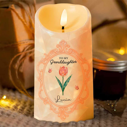 Straighten Your Crown, Granddaughter Love Message with Flowers - Personalized Custom LED Candle - GDT413_LECA