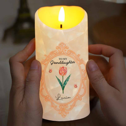Straighten Your Crown, Granddaughter Love Message with Flowers - Personalized Custom LED Candle - GDT413_LECA
