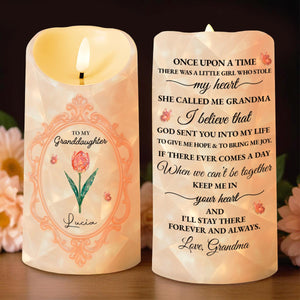 Once Upon A Time, A Little Girl, Flower Design - Personalized Custom LED Candle - GDT414_LECA