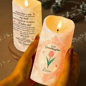 Once Upon A Time, A Little Girl, Flower Design - Personalized Custom LED Candle - GDT414_LECA
