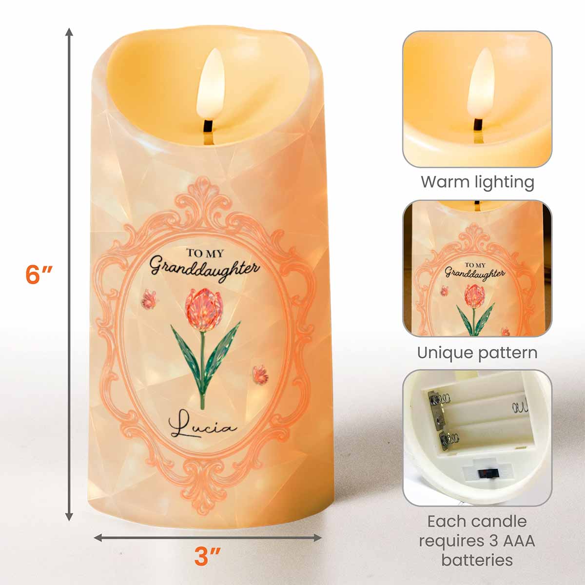 Once Upon A Time, A Little Girl, Flower Design - Personalized Custom LED Candle - GDT414_LECA