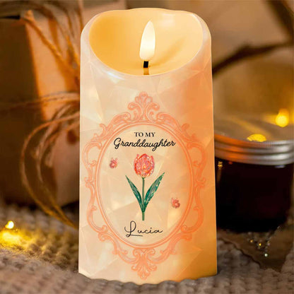 Once Upon A Time, A Little Girl, Flower Design - Personalized Custom LED Candle - GDT414_LECA