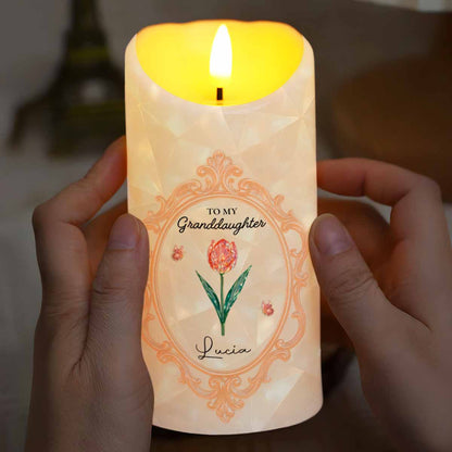 Once Upon A Time, A Little Girl, Flower Design - Personalized Custom LED Candle - GDT414_LECA