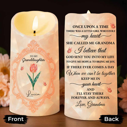 Once Upon A Time, A Little Girl, Flower Design - Personalized Custom LED Candle - GDT414_LECA