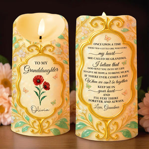 To My Granddaughter, Love Always, Flowers And Leaves Design - Personalized Custom LED Candle - GDT416_LECA