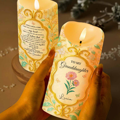 To My Granddaughter, Love Always, Flowers And Leaves Design - Personalized Custom LED Candle - GDT416_LECA