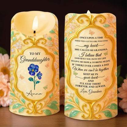 To My Granddaughter, Love Always, Flowers And Leaves Design - Personalized Custom LED Candle - GDT416_LECA