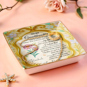 To My Granddaughter, Once Upon A Time, Flowers - Personalized Custom Jewelry Dish, Ceramic Dish, Square Shape - GDT416_SCRF