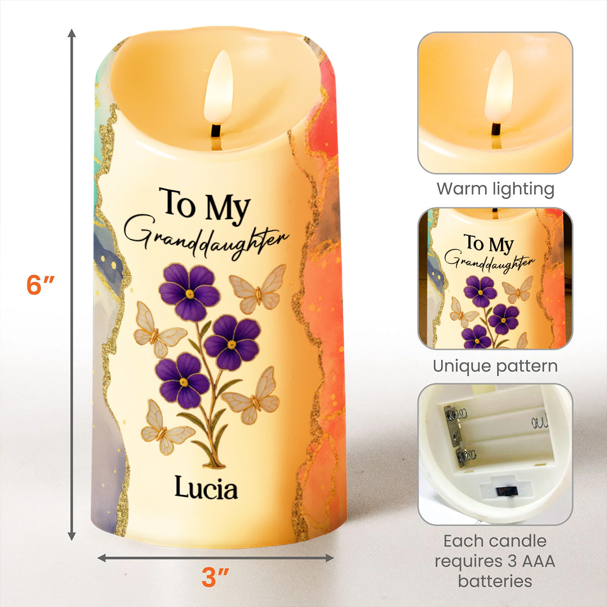 Always Remember You Are Braver, Butterflies And Flowers - Personalized Custom LED Candle - GDT418_LECA