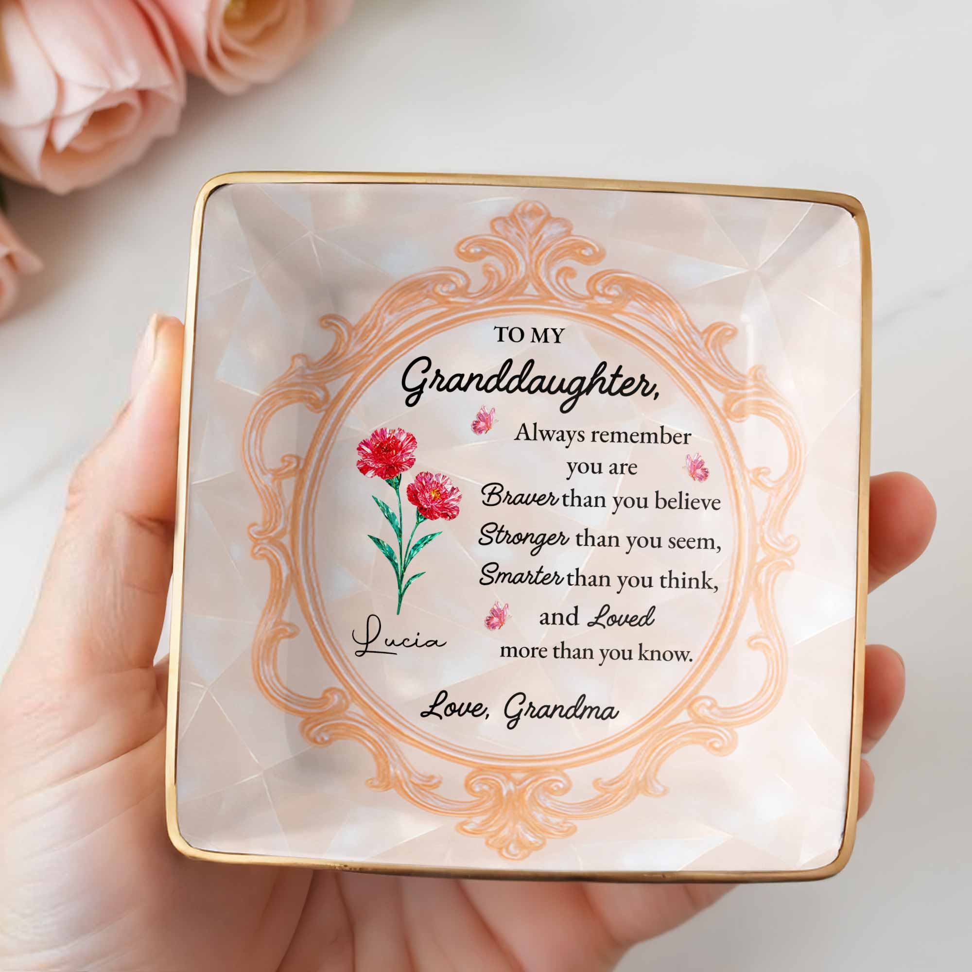 Always Remember You Are Braver, Smarter, Loved - Personalized Custom Jewelry Dish, Ceramic Dish, Square Shape - GDT419_SCRF