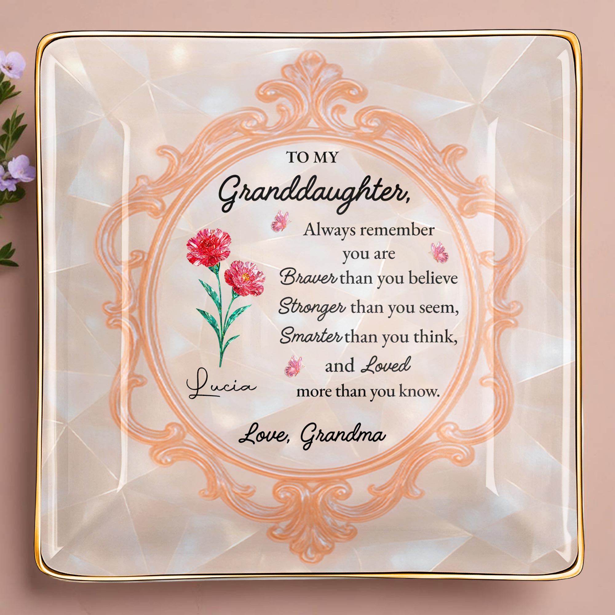 Always Remember You Are Braver, Smarter, Loved - Personalized Custom Jewelry Dish, Ceramic Dish, Square Shape - GDT419_SCRF