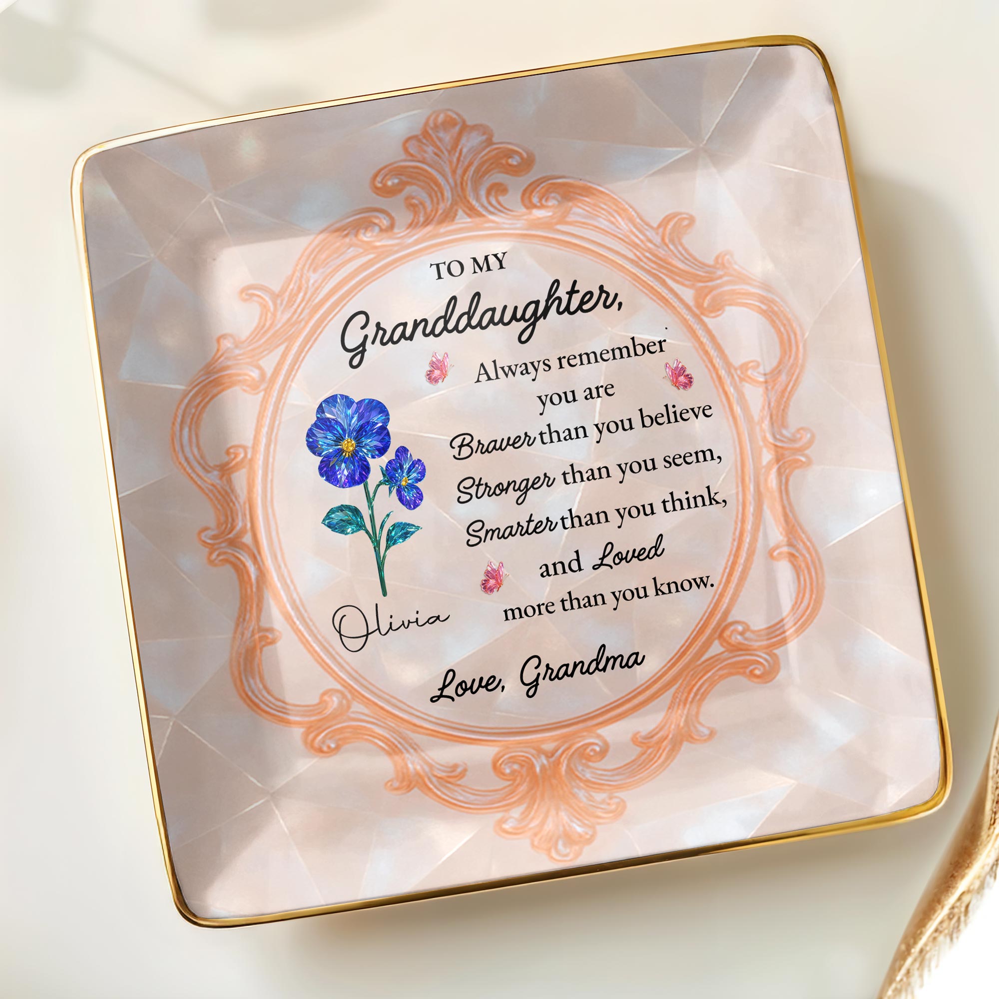 Always Remember You Are Braver, Smarter, Loved - Personalized Custom Jewelry Dish, Ceramic Dish, Square Shape - GDT419_SCRF