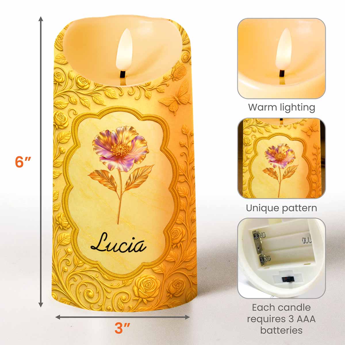 Whenever You Feel Overwhelmed, Remember Flower and Butterfly Design - Personalized Custom LED Candle - GDT426_LECA