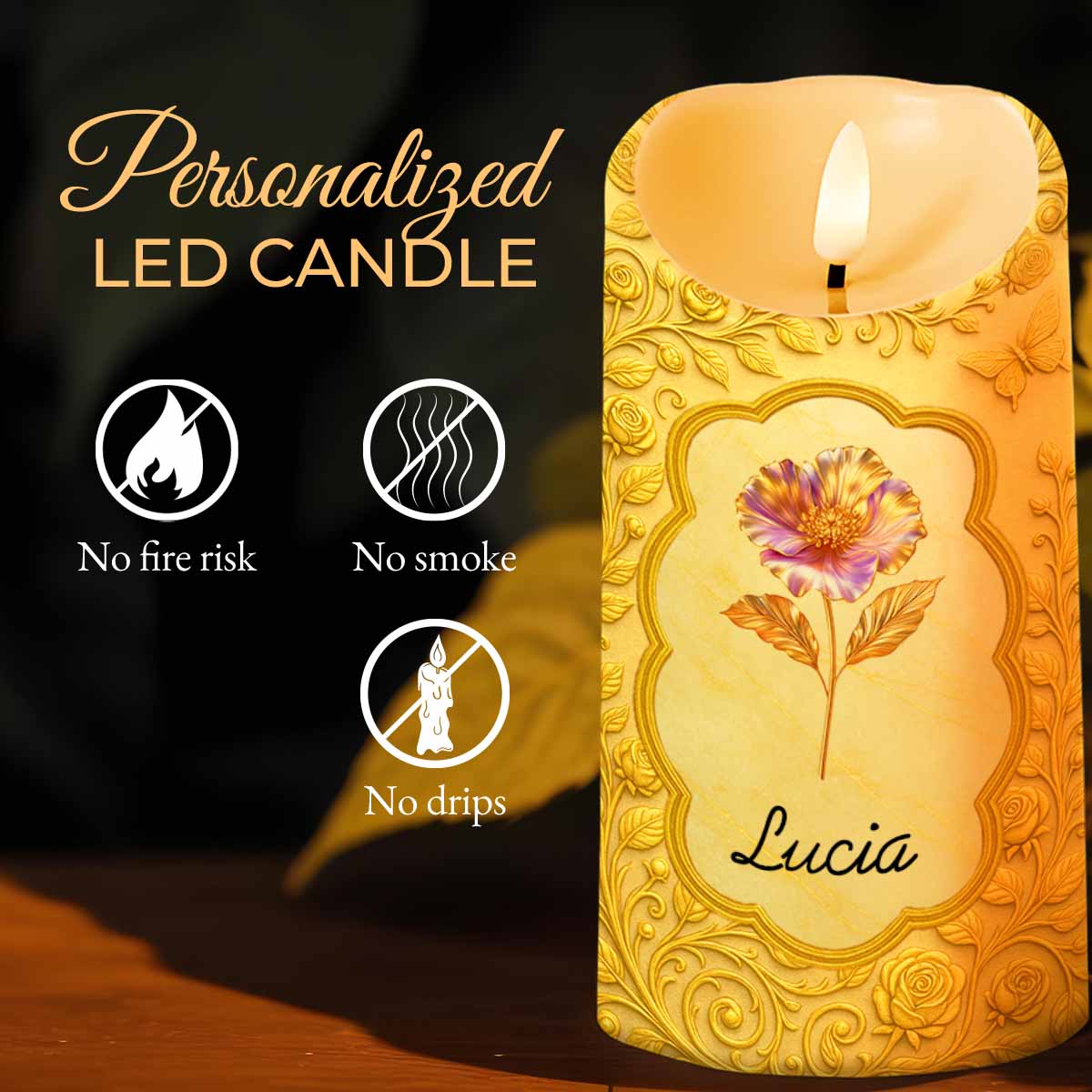 Whenever You Feel Overwhelmed, Remember Flower and Butterfly Design - Personalized Custom LED Candle - GDT426_LECA