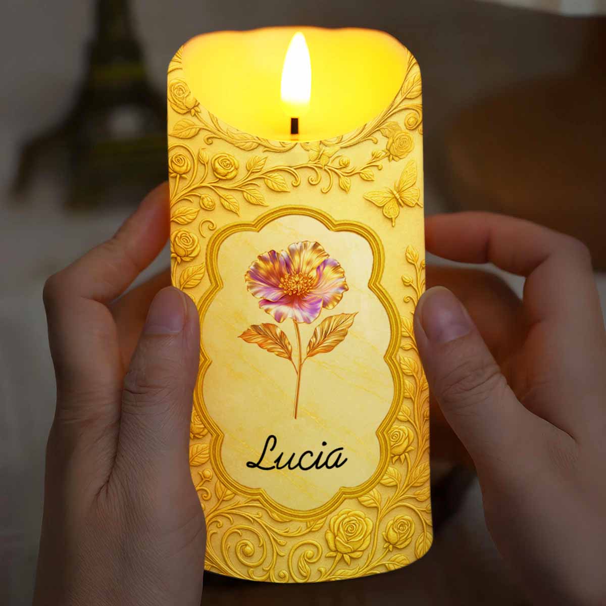 Whenever You Feel Overwhelmed, Remember Flower and Butterfly Design - Personalized Custom LED Candle - GDT426_LECA