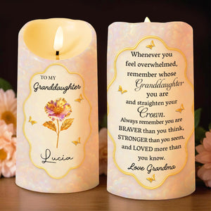 Remember Whose Granddaughter You Are, Flowers And Butterflies - Personalized Custom LED Candle - GDT431_LECA