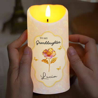 Remember Whose Granddaughter You Are, Flowers And Butterflies - Personalized Custom LED Candle - GDT431_LECA