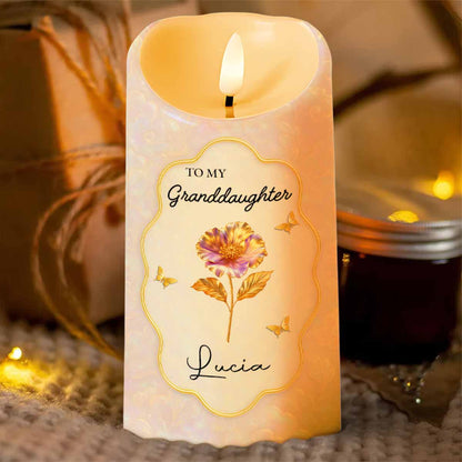 Once Upon A Time, Little Girl Stole My Heart, Flower and Butterfly Design - Personalized Custom LED Candle - GDT432_LECA
