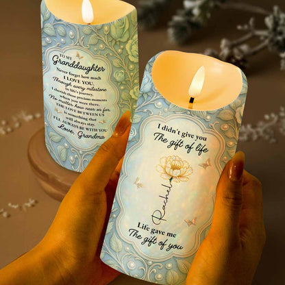 To My Granddaughter, Love Between Us, Roses And Butterflies - Personalized Custom LED Candle - GDT436_LECA