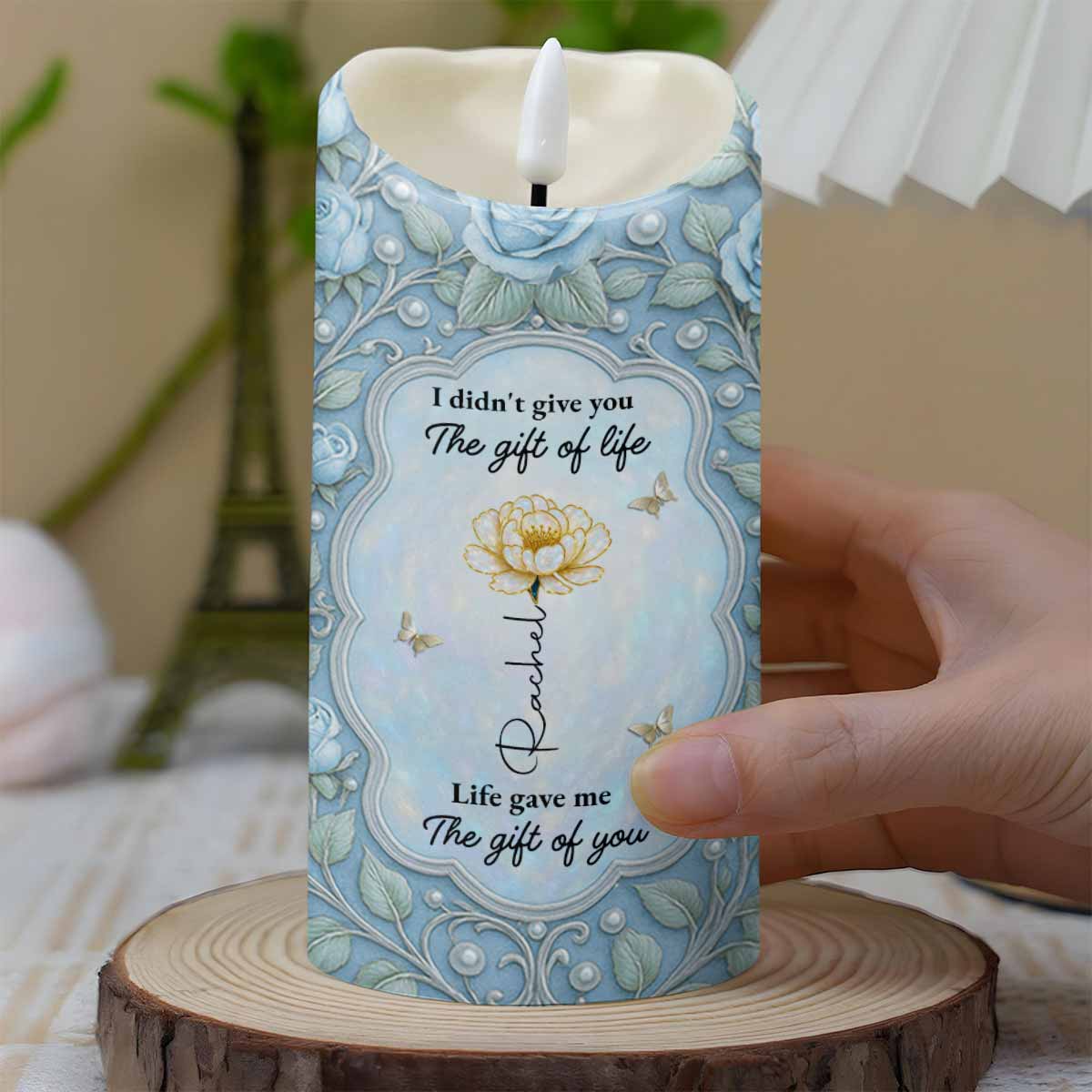 To My Granddaughter, Love Between Us, Roses And Butterflies - Personalized Custom LED Candle - GDT436_LECA