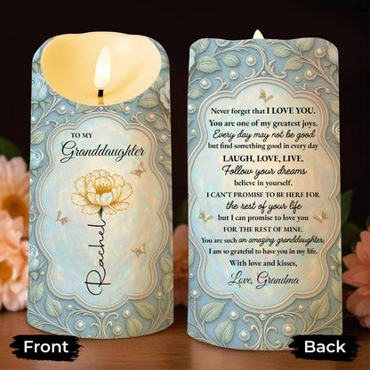 To My Granddaughter, Love And Encouragement, Rose And Butterflies - Personalized Custom LED Candle - GDT437_LECA