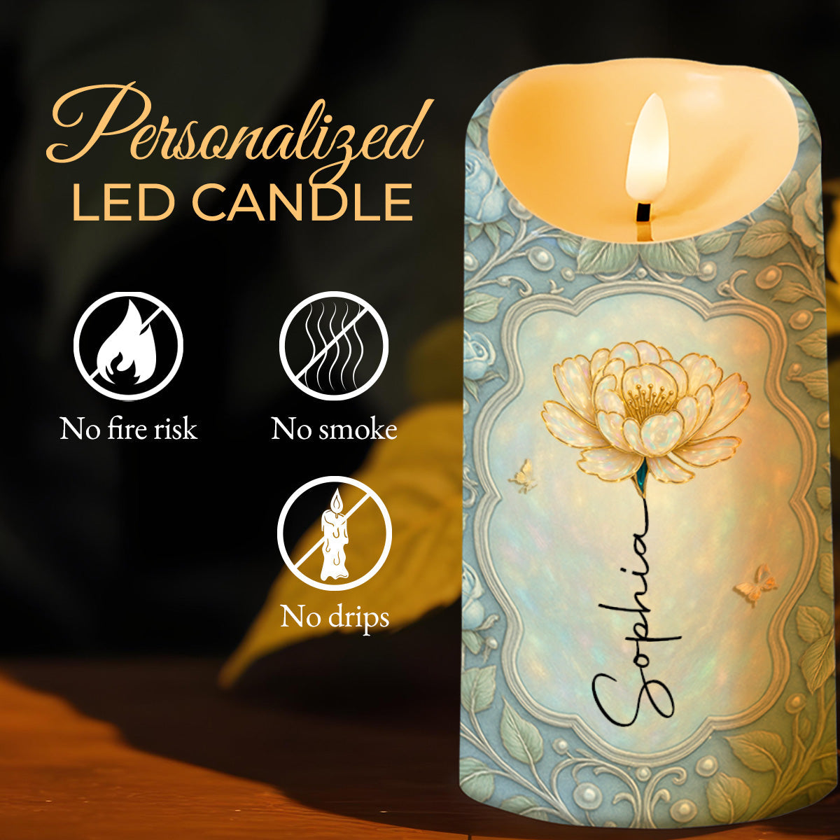 To My Granddaughter Stand Tall Even If You Fall Flower Design - Personalized Custom LED Candle - GDT439_LECA