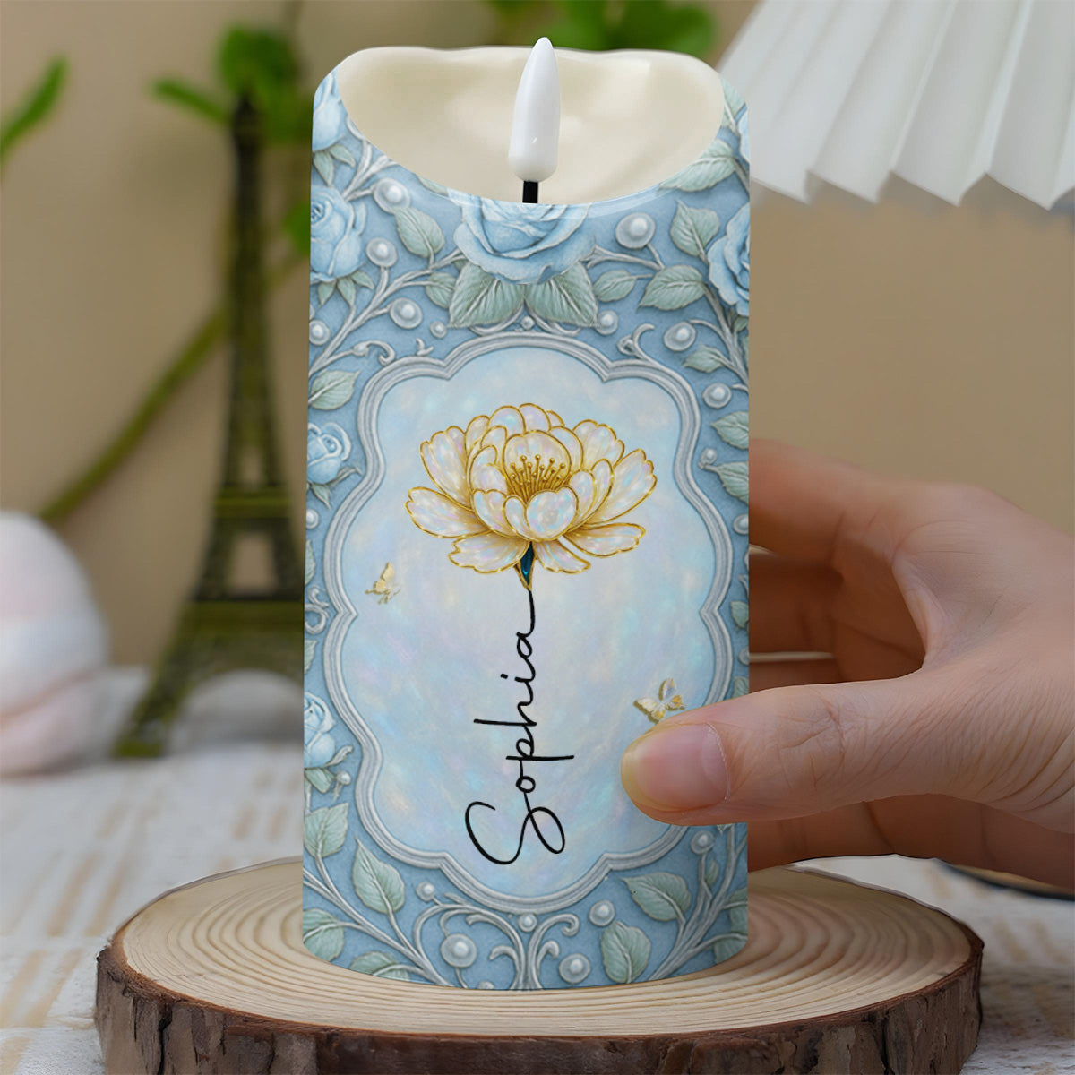 To My Granddaughter Stand Tall Even If You Fall Flower Design - Personalized Custom LED Candle - GDT439_LECA
