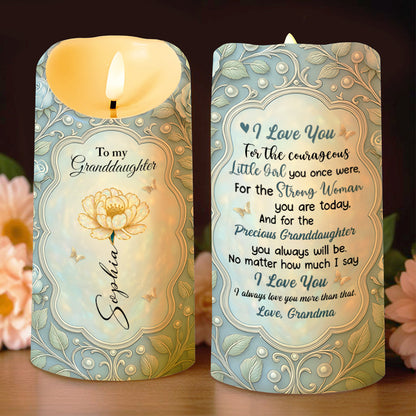 To My Granddaughter, I Love You, Flowers And Butterflies - Personalized Custom LED Candle - GDT440_LECA