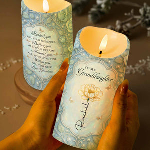 To My Granddaughter Flower And Butterflies Design - Personalized Custom LED Candle - GDT442_LECA
