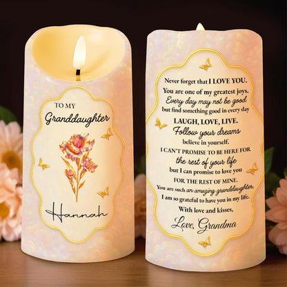To My Granddaughter, Believe In Yourself, Flower And Butterflies - Personalized Custom LED Candle - GDT443_LECA