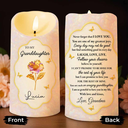 To My Granddaughter, Believe In Yourself, Flower And Butterflies - Personalized Custom LED Candle - GDT443_LECA