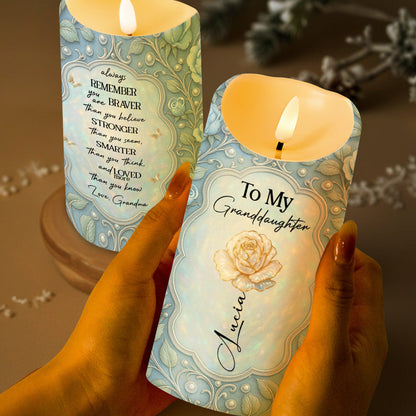 To My Granddaughter, Rose And Butterfly LED Candle - Personalized Custom LED Candle - GDT445_LECA
