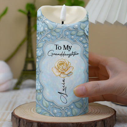 To My Granddaughter, Rose And Butterfly LED Candle - Personalized Custom LED Candle - GDT445_LECA