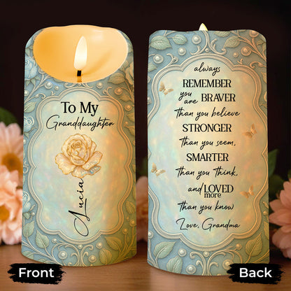 To My Granddaughter, Rose And Butterfly LED Candle - Personalized Custom LED Candle - GDT445_LECA