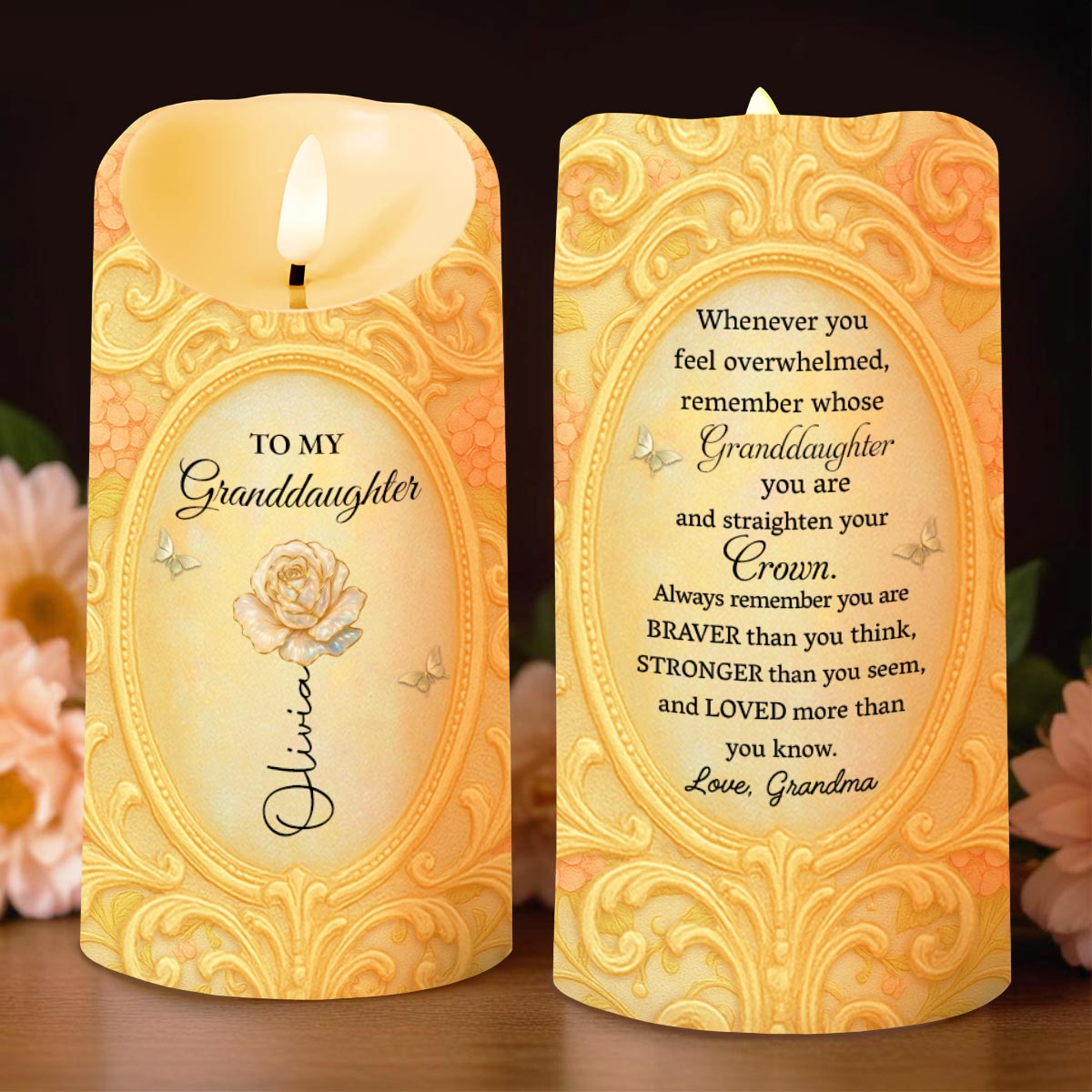 To My Granddaughter, Remember Your Strength And Love - Personalized Custom LED Candle - GDT467_LECA