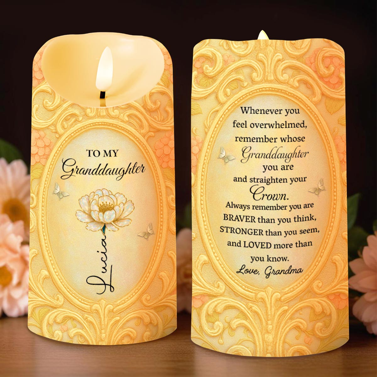 To My Granddaughter, Remember Your Strength And Love - Personalized Custom LED Candle - GDT467_LECA