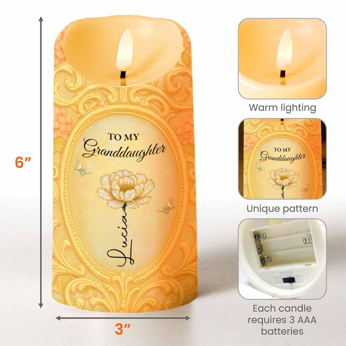 To My Granddaughter, Remember Your Strength And Love - Personalized Custom LED Candle - GDT467_LECA
