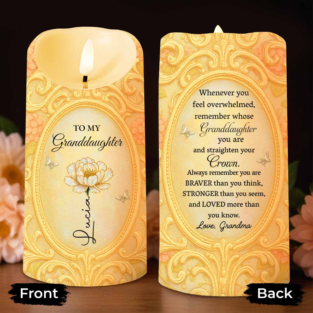 To My Granddaughter, Remember Your Strength And Love - Personalized Custom LED Candle - GDT467_LECA