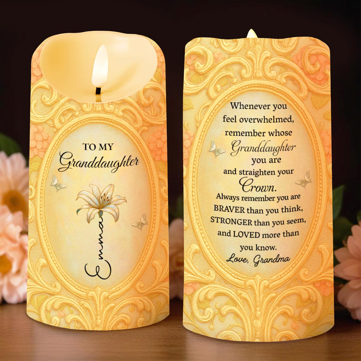 To My Granddaughter, Remember Your Strength And Love - Personalized Custom LED Candle - GDT467_LECA