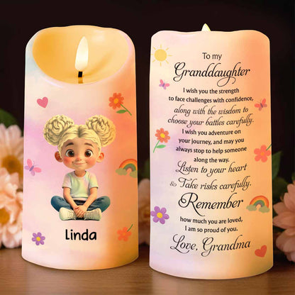 To My Granddaughter, Love And Wisdom Candle - Personalized Custom LED Candle - GDT468_LECA