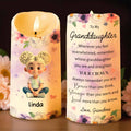 To My Granddaughter, Flowers And Crown Design - Personalized Custom LED Candle - GDT469_LECA