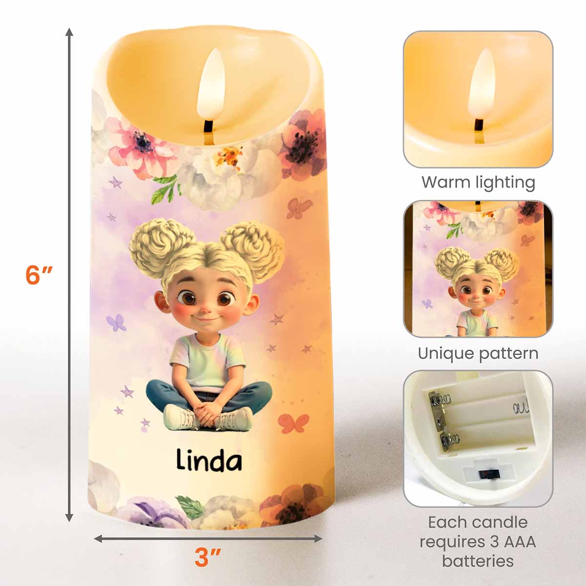 To My Granddaughter, Flowers And Crown Design - Personalized Custom LED Candle - GDT469_LECA